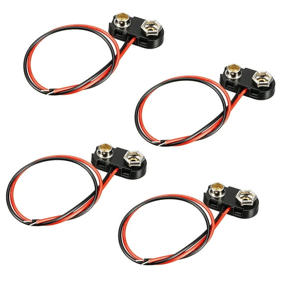 4pcs DC 9V Battery Clip T type Buckle Connector Wire 10cm Long