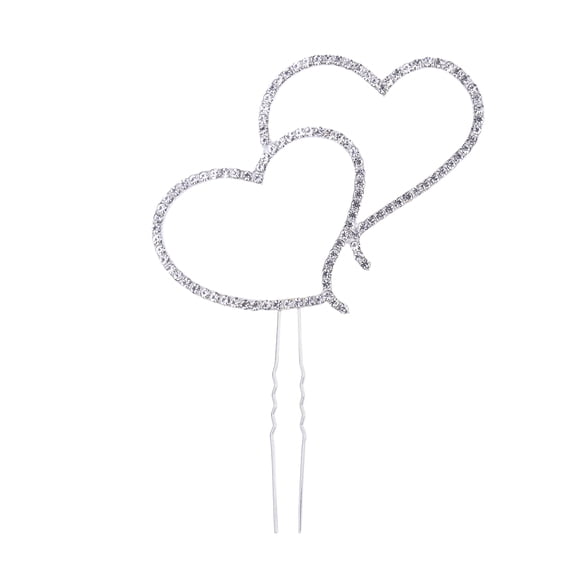 WHAMVOX Elegant Rhinestone Cake Topper with Love Heart Design for Wedding Anniversary Parties Silver
