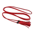 thumbnail image 3 of Cinturón de cintura Zulema Estilo vintage cuerda Colgante rojo con borlas, 3 of 8