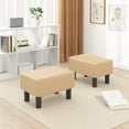 thumbnail image 3 of VECELO Small Footstool Ottoman, PU Leather Footrest with Legs, Rectangle Padded Seat for Living Room Bedroom, Beige, 3 of 7