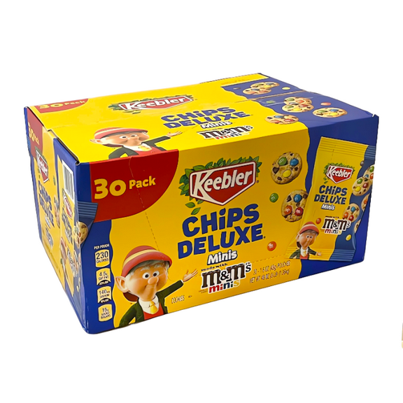 Keebler Chips Deluxe Minis with M&M’s Minis – 30 Count, 1.6 oz Each | Bite-Size Chocolate Chip Cookies with M&M’s Candy