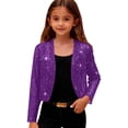 thumbnail image 2 of Cowsor Girls Sequin Blazer Open Front Jacket Party Christmas Sparkly Coats, 2 of 7