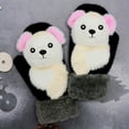 thumbnail image 3 of GENEMA Women Men Winter Knit Gloves Cute 3D Fluffy Cartoon Animal Decor Thickened Plush Lining Windproof Thermal Warm Mittens, 3 of 17