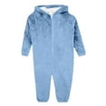thumbnail image 2 of WMTBSRSW Family Matching Sets Solid Flannel Plush Hooded Pajamas One-Piece Pjs Soft Fleece Onesie Cozy Warm Jumpsuit Nightwear Loungewear Light Blue Baby, 2 of 4