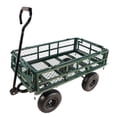 thumbnail image 6 of GDF Studio Heavy-Duty Garden Cart, Utility Truck with Inflatable Tires and Steel Frame, Wood Transporting Cart, Green, 6 of 18