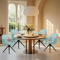 thumbnail image 4 of Xoenoiee Turtle Hibiscus Print Velvet Curved Back Dining Room Chair Covers with Arms Stretch Swivel Bar Stool Chair Slipcover, Removable Vanity Kitchen Office Desk Armchair Protector Covers, 4 of 7