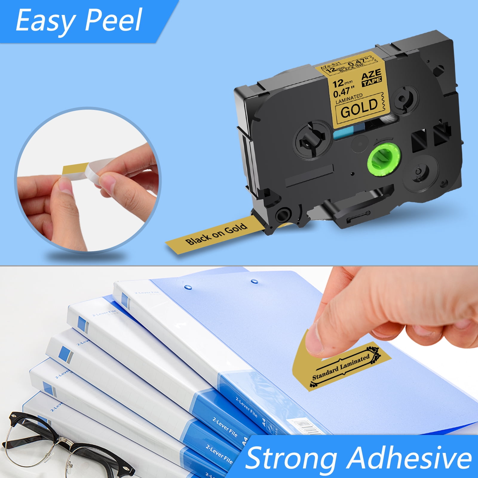 GREENCYCLE 8PK Compatible for Brother P-touch TZe 131 231 431 531 631 731 831 931 12mm Black on Clear White Red Blue Yellow Green Gold Silver Laminated Label Maker Tape