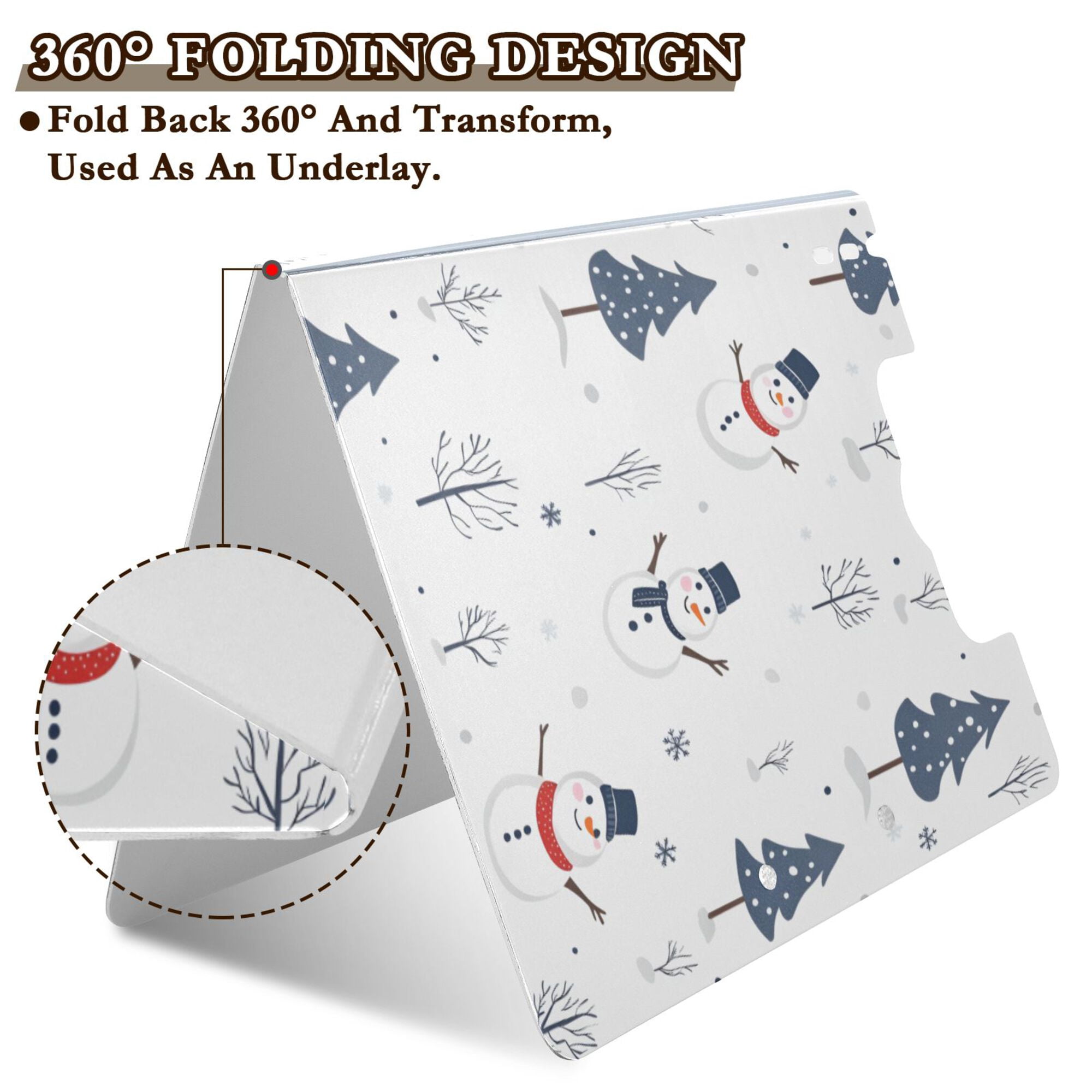FORMRS A4 Clipboard Folder with Pen Holder Horizontal Foldable School Office Binder, Blue Cartoon Snowmen