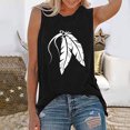 thumbnail image 4 of Leutsin Femmes Casual Plumes Impression Sans Manches Col Rond Débardeurs, 4 of 6
