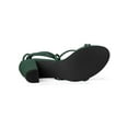 thumbnail image 3 of BLISSFUL STEP Women's Shoes Open Toe Lace Up Block Heel Strappy Heels Dark Green 11, 3 of 8