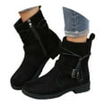 thumbnail image 3 of Women's Ankle Boots - Oversized Square Toe Suede Short Work Boots with Side Zipper and Round Toe, 3 of 7