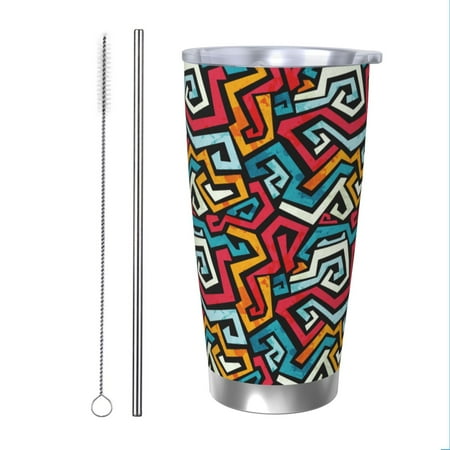 

Matuu Geometry for 20oz Durable Thermal Cups Keep Drinks Cold and Hot Insulated Car Mug with Lid-Straw Two-piece Set