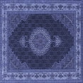 thumbnail image 1 of Ahgly Company Machine Washable Indoor Square Medallion Blue Traditional Area Rugs, 4' Square, 1 of 4
