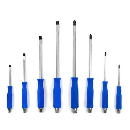 Stark Set of 8 Magnetic Screwdriver Cushion Grip Phillips & Flat Slotted Head Tips Commercial Grade Screwdriver Set,