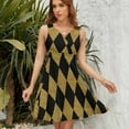 thumbnail image 7 of Black And Gold Harlequin Sundress Sleeveless Dress Summer Women Clothes Dress for Women Dresses, 7 of 7