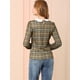 thumbnail image 5 of INSPIRE CHIC Blusaa Cuadros Cuello Peter Pan Manga Abullonada En Contraste Camisa Para Mujer Marrón M, 5 of 6
