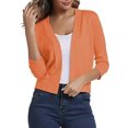thumbnail image 4 of Women's 3/4 Sleeve Cropped Open-Front Cardigan – Lightweight Knit Shrug Sweater for Spring and Summer Layering, 4 of 5
