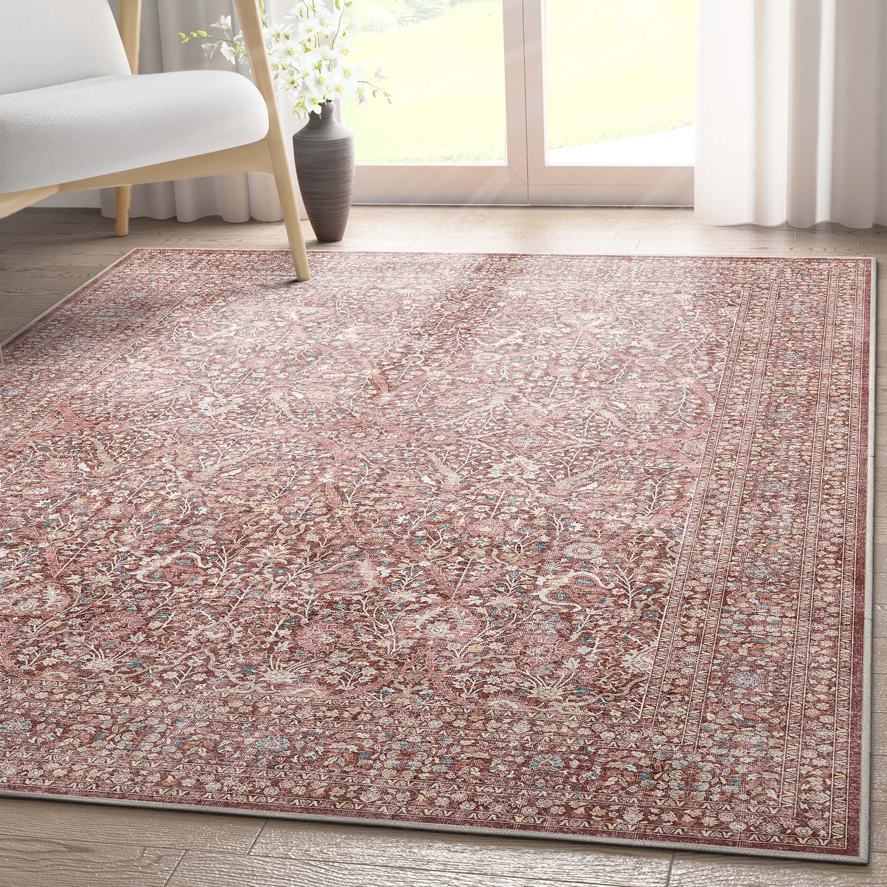 Well Woven Asha Isolde Vintage Oriental Red 5'3" x 7'3" Flat-Weave Area Rug