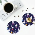 thumbnail image 4 of Naloa Lama in Space Leather Coasters for Drinks, Durable Drink Coasters 4 Set for Tabletop Protection, Luxurious Home Décor and Housewarming Gift ( {designName})Round Shape, 4 of 6