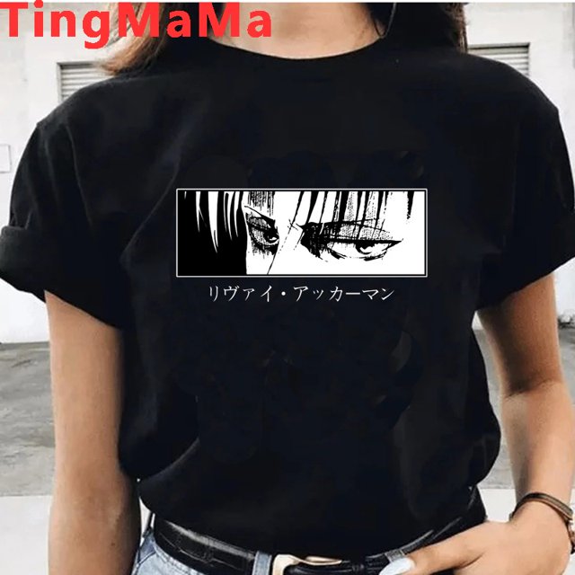 Ataque En Titan Titans Shingeki No Kyojin Camiseta Femenina Blanca ulzzang harajuku kawaiipangjing