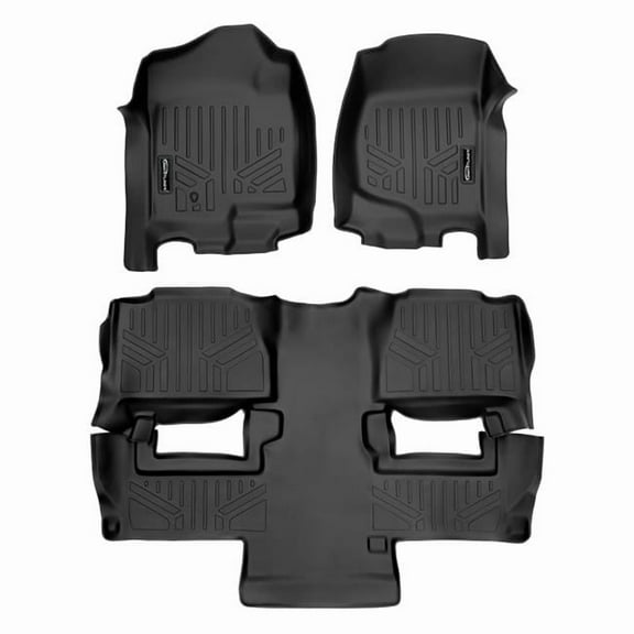 Smartliner SA0015-B0160 Custom Fit 2 Row Floor Mats Liner Set for 2011-2014 Chevy Tahoe, Black