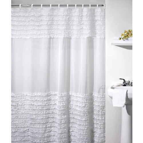 white ruffle shower curtains for bathroom