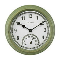 AcuRite 8.5" Rustic Green Outdoor Clock with Thermometer (02470)