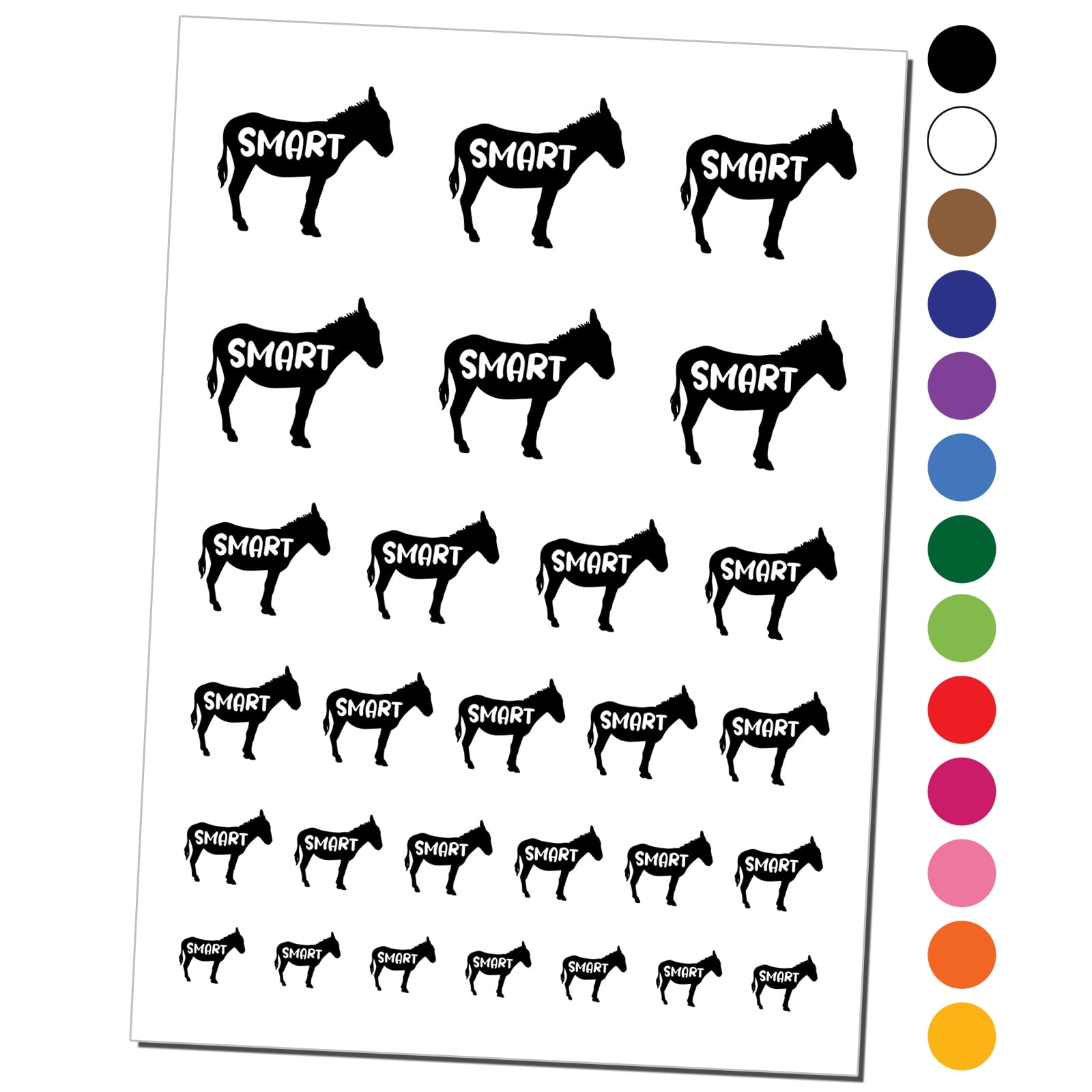 Donkey Smart Ass Silhouette Solid Water Resistant Temporary Tattoo Set ...