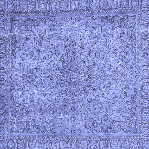 Ahgly Company Machine Washable Indoor Square Abstract Blue Modern Area Rugs, 3' Square