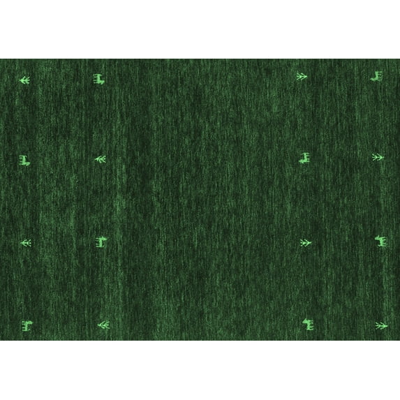 Ahgly Company Indoor Rectangle Abstract Emerald Green Contemporary Area Rugs, 7' x 9'