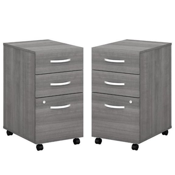 Home Square 2 Piece Wood Mobile Filing Cabinet Set in Platinum Gray