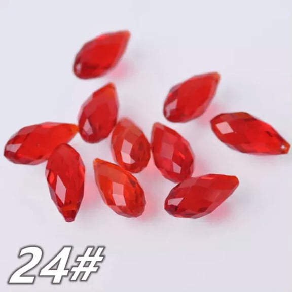 U8MO Teardrop Faceted Crystal Glass 12x6mm 16x8mm 20x10mm 25x12mm Loose Pendant Beads-24# Red-12x6mm (30pcs)