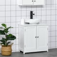 thumbnail image 2 of kleankin Pedestal Sink Cabinet White Bathroom Vanity Storage with U-Shape Cut-Out Adjustable Shelf, 2 of 13