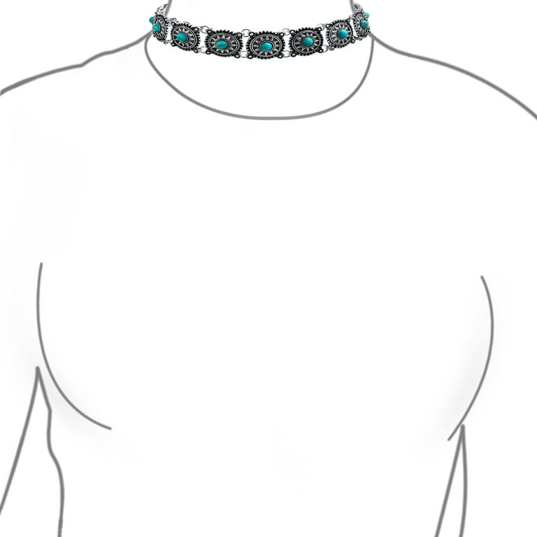 Collana Choker Western Con Aquila E Turchese Finto – Gioiello Boho Per Donna E Ragazza
