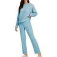 thumbnail image 2 of FUNUONY Fluffy Flannel Winter Pajamas for Women Plush Warm Fuzzy Pajama Set Triped Pajama Set Long Sleeve Top and Long Pants 2 Piece Sleepwear Loungewear Soft Cozy Pjs Pajamas, 2 of 4
