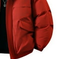 thumbnail image 4 of Mrmaere Men's Hooded Puffer Jacket Full-Zip Multi-Pocket Quilted Warm Stylish Outerwear for Daily & Outdoor Red L, 4 of 5