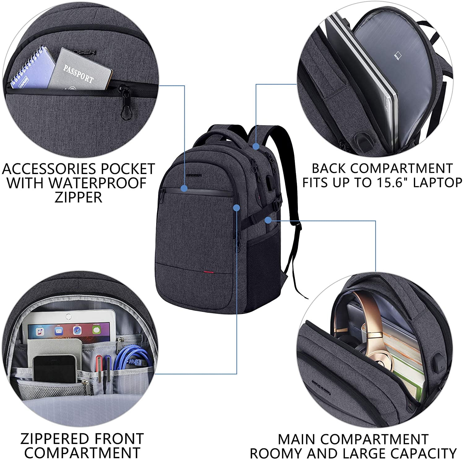 KROSER Laptop Backpack 15.6 Inch Ultra Light Computer Backpack Stylish