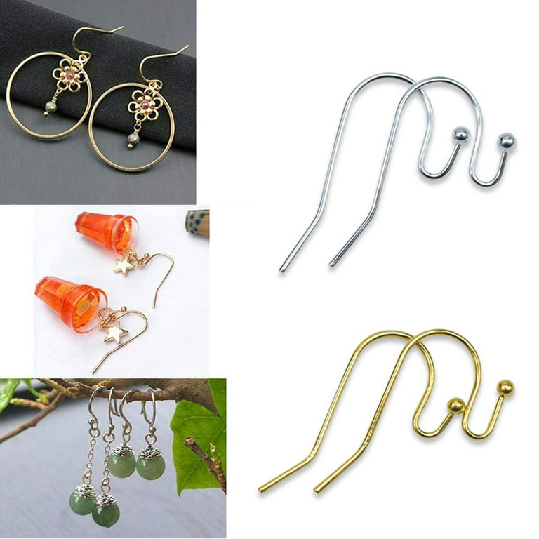 HeroNeo 100 Pcs Ear Line Fish Hook Sterling Silver Earring Hooks Jewelry  Earrings Hypoallergenic Earring Hook Gold Silver