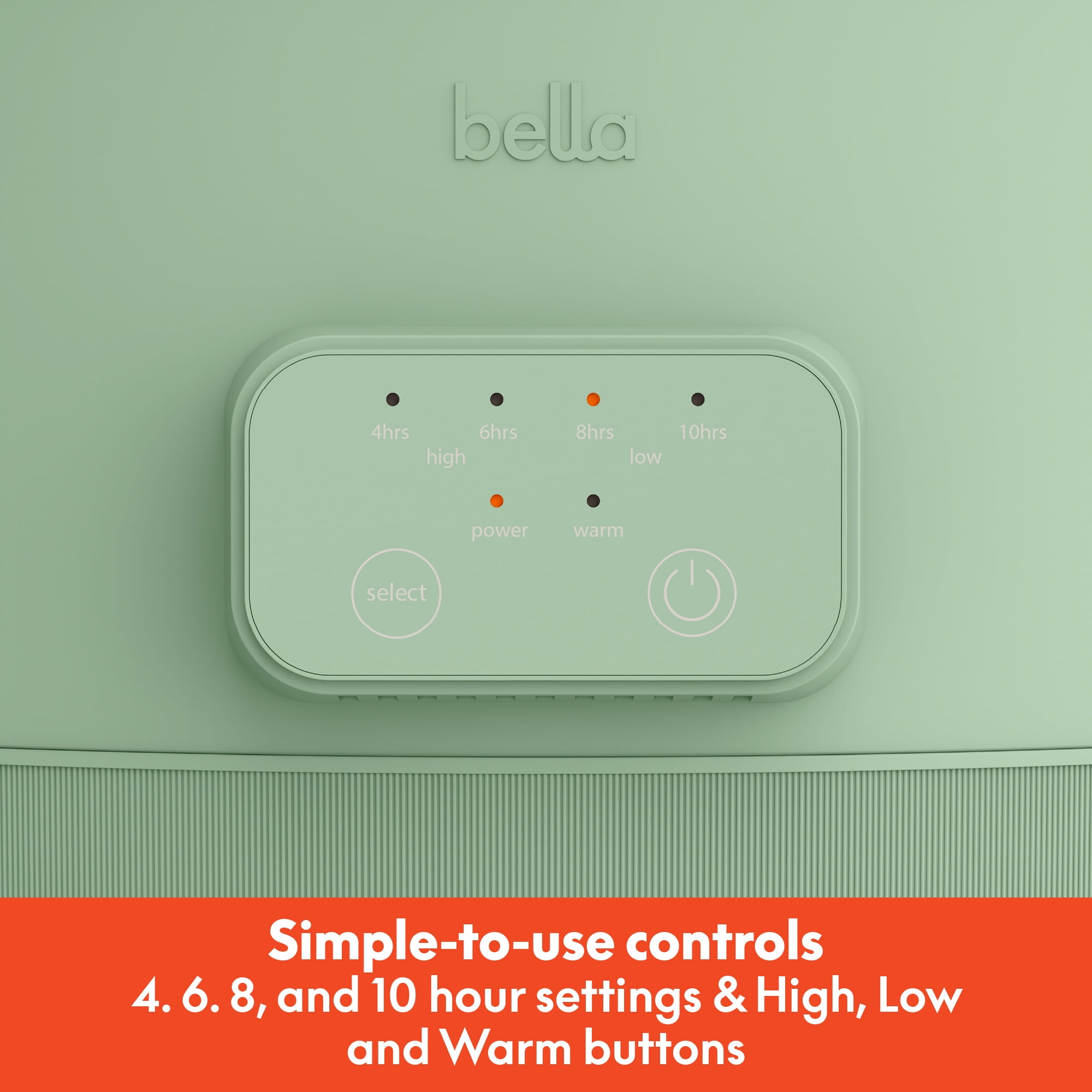 bella 6 Qt Digital Programmable Slow Cooker with Ceramic Nonstick Coating, Adjustable Temperature & Cooking Time, Dishwasher Safe Pot & Tempered Glass Lid, Seaglass