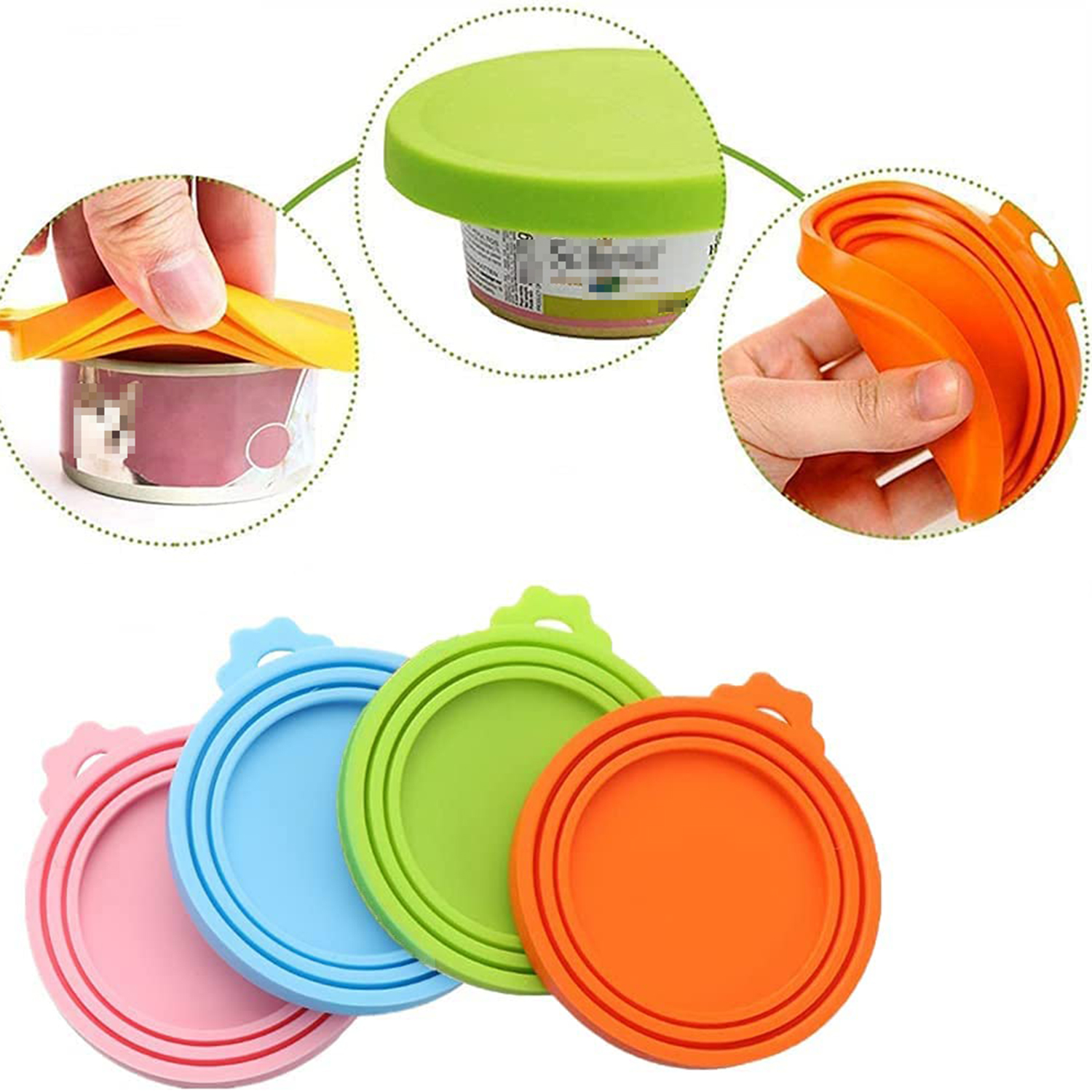 4 Pack Pet Food Can Lids Food Safe, BPA Free and Dishwasher Safe