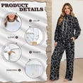 thumbnail image 7 of SCRAWLGOD Leopard Print Gray Black Women's 2 Piece Outfits Casual Pullover Sweatshirt Wide Leg Lounge Set Trendy Sweatsuit Turtleneck Lounge Set for Daily Wear, XS, 7 of 7