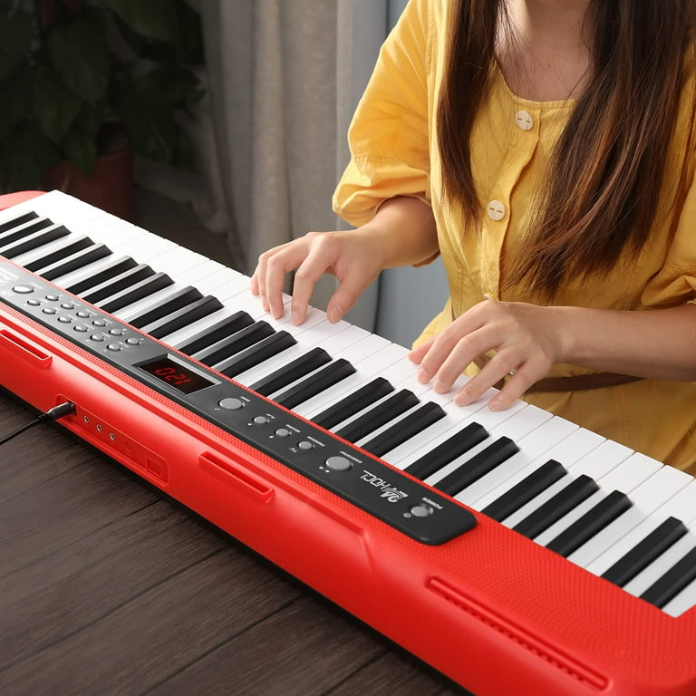 61-Key Folding Piano Keyboard with Full Size Keys and Music Stand