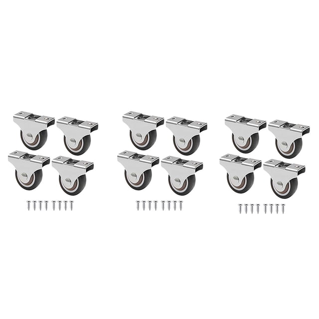 12 Pcs Mini Casters Furniture Casters Small 25mm Fixed Casters Directional Movable Casters Movable Casters for Furniture,12 * Furniture casters (with matching screws)