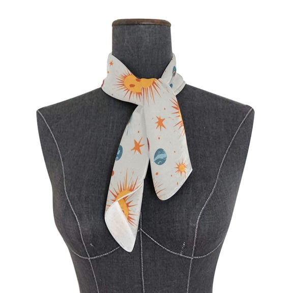 Square Scarf 24x24 Inch Sun and Rocket Pattern Silky Satin Sun Protection Neck Scarf for Women Multi-Purpose Head Wrap Bandana for Hair Bag Decoration