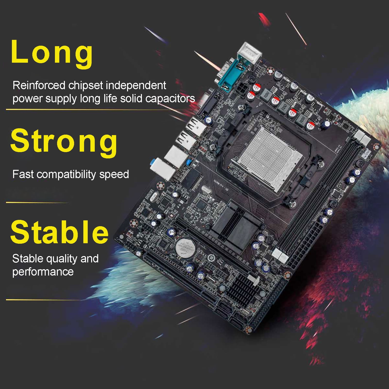Computer Motherboard LGA938 CPU Support AMD AM3 FX Series Processors Supports to 32G 1066HMz 1333HMz Realtek 100Mbit DDR3 USB2.0 SATA All Solid