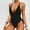Black, variant on Women Plunging One Piece Swimsuit Sexy V Neck Backless Cross Tie High Cut One-Piece Bathing Suit Swimwear
