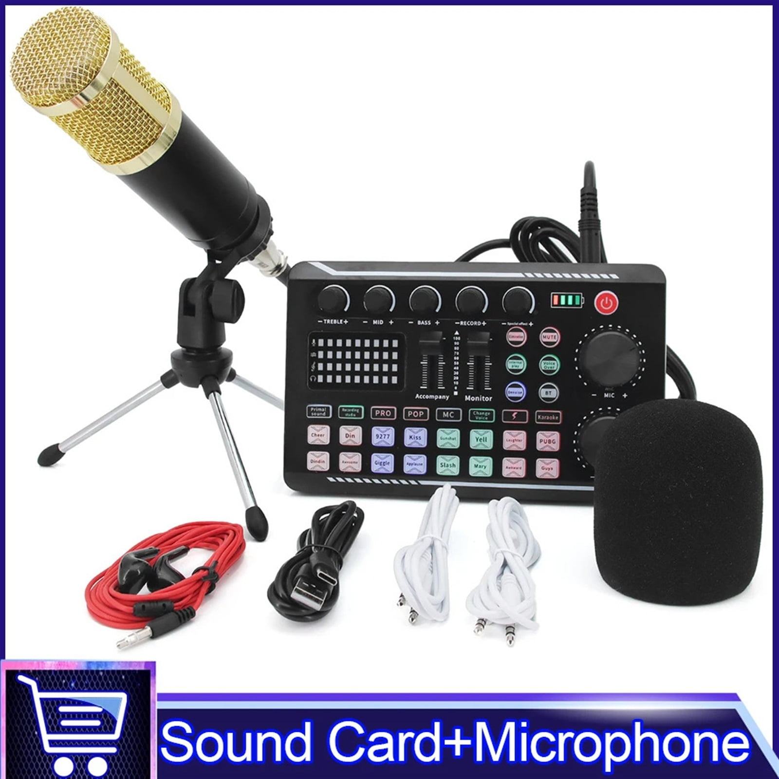 DJ Equipment Microphone Sound Card Console Studio Sound Card Kit Cable Phone Mixing Computer Live Voice Mixer F998 Sound Card ,Precision Control