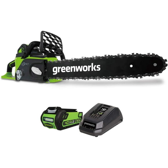 Greenworks 40V 14-inch Cordless Brushless Chainsaw, 2 Ah Battery and Charger Included