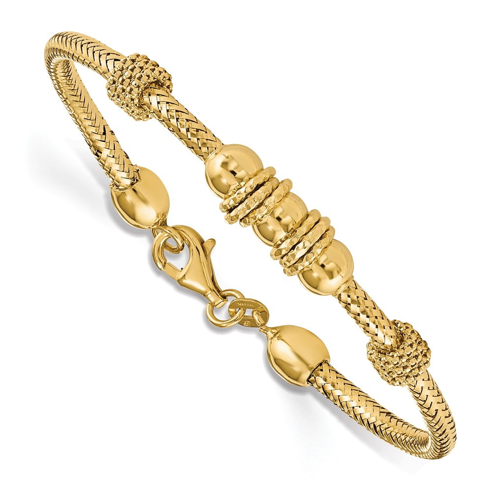 Leslie's Real 14kt Yellow Gold Polished & Textured Chain Bracelet; 7.5