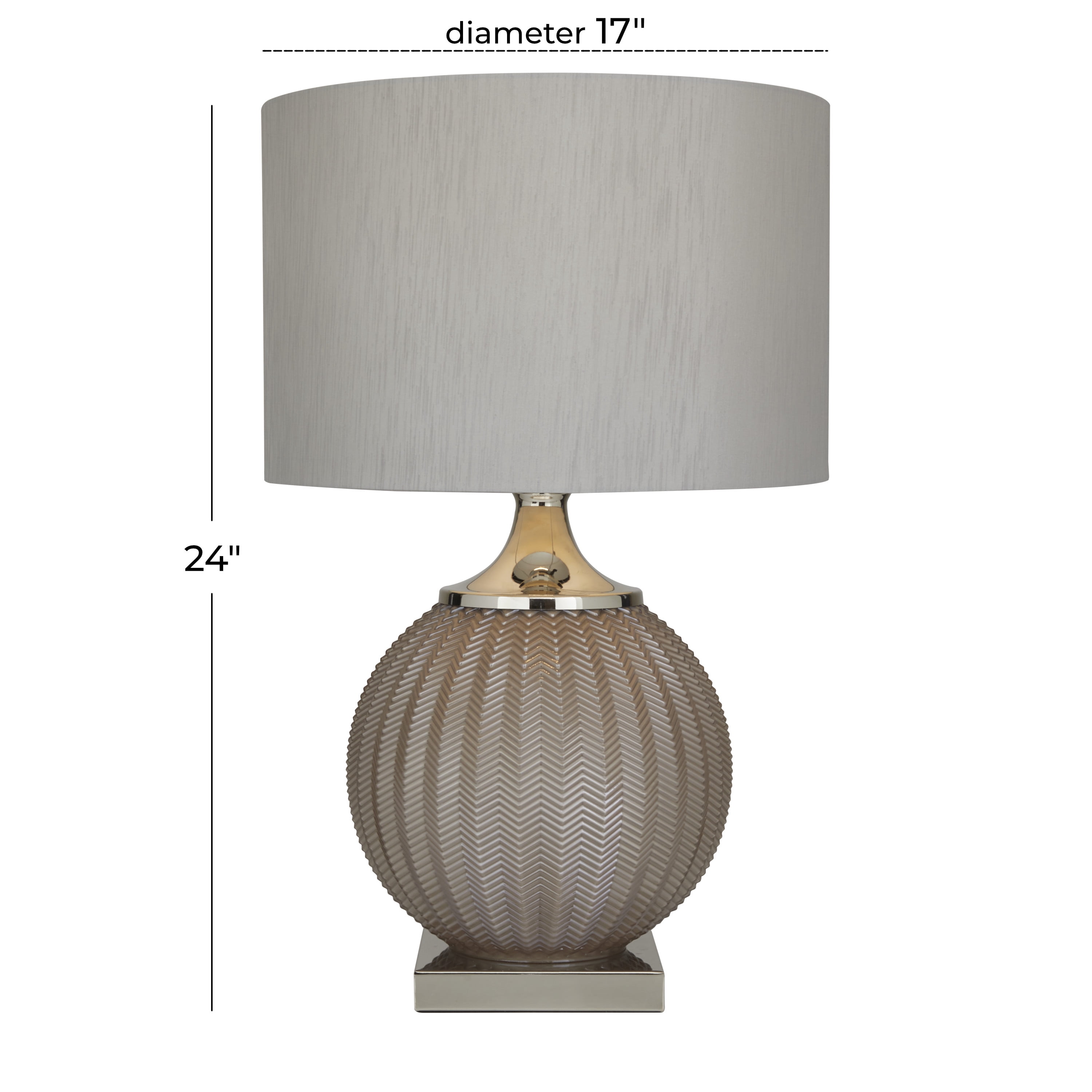 DecMode 27" Gray Table Lamp with Gray Fabric Shade